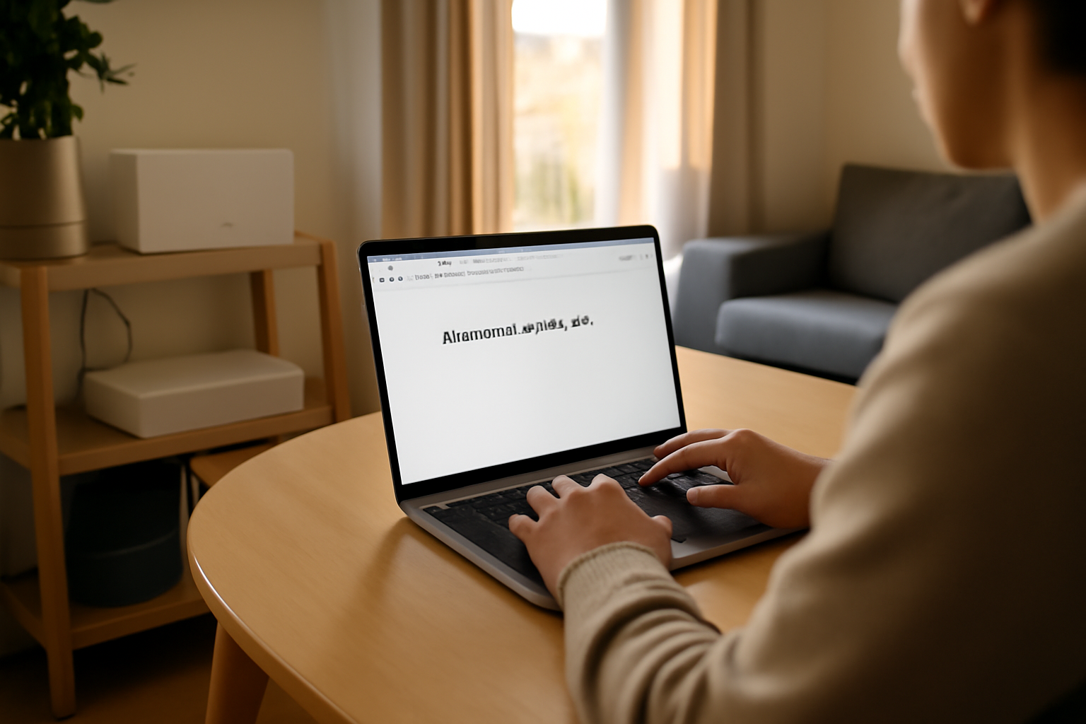 Accéder à l’admin Bbox via https://mabbox.bytel.fr ou 192.168.1.254 dans un navigateur sur ordinateur, photo réaliste