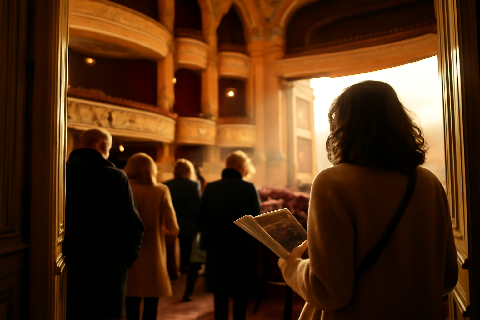 Billets pour du charbon dans les veines à Paris, salle de théâtre et public entrant au Palais-Royal