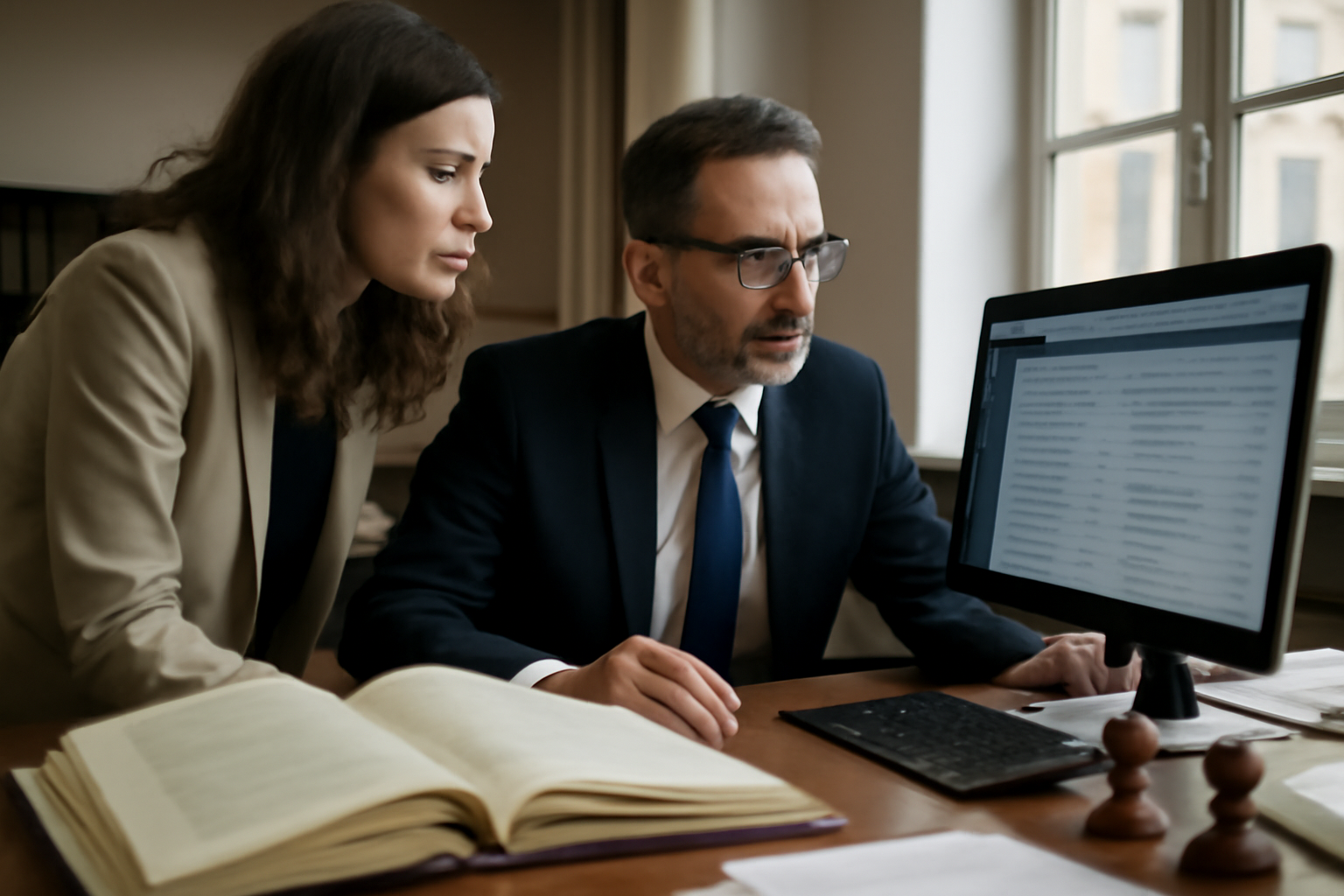 logiciel notariat sur écran de bureau dans une étude notariale