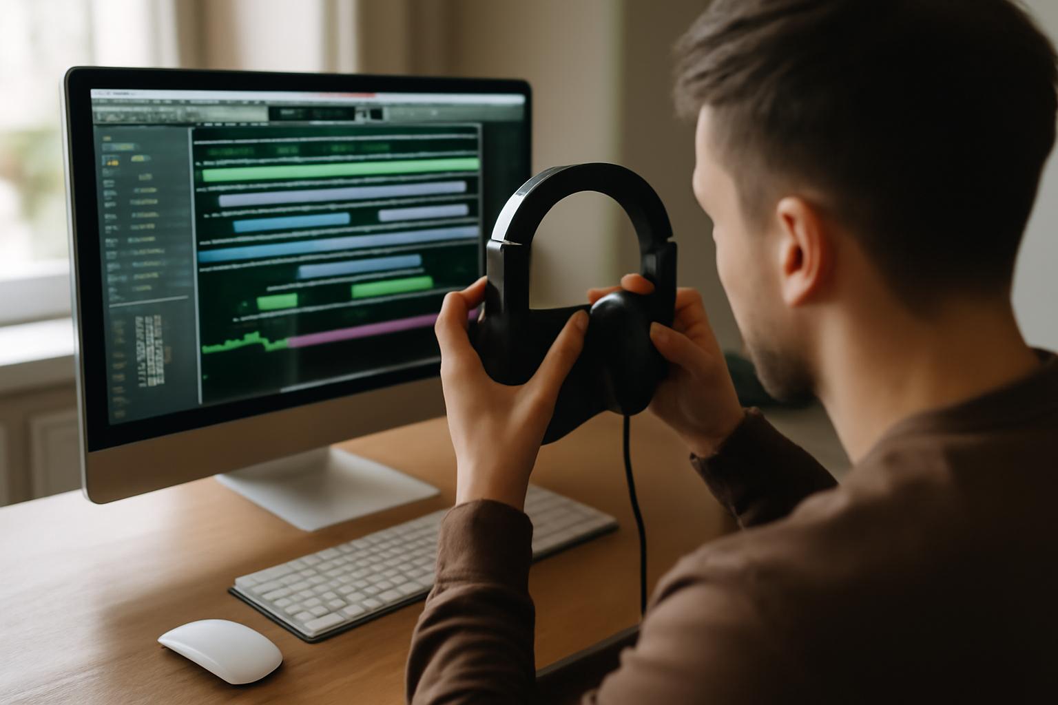 mao logiciel gratuit : interface d’un DAW gratuit sur un écran de studio