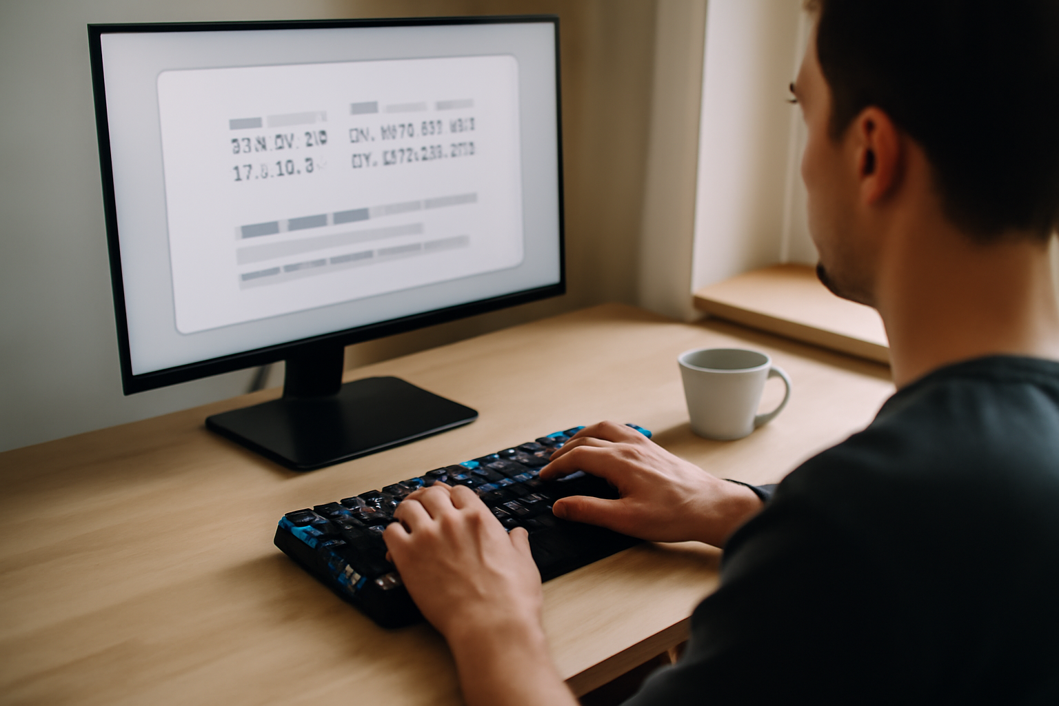 rapid typing : séance de dactylographie sur clavier mécanique en bureau lumineux
