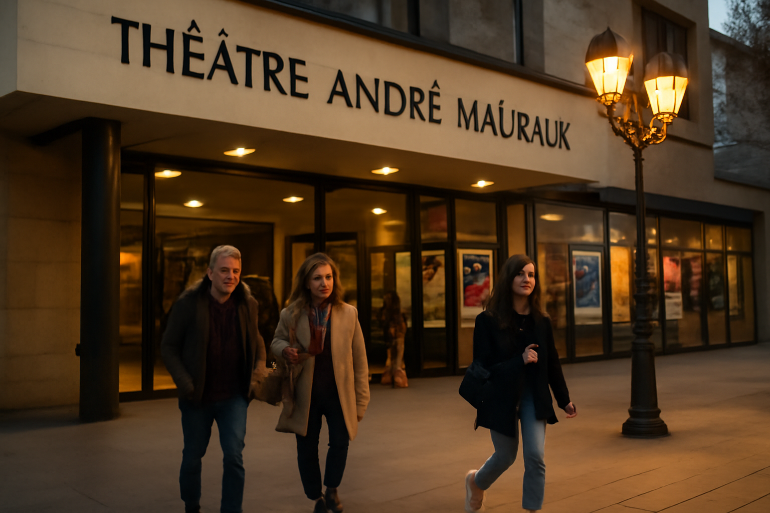 théâtre andré malraux à Rueil-Malmaison, façade et entrée le soir