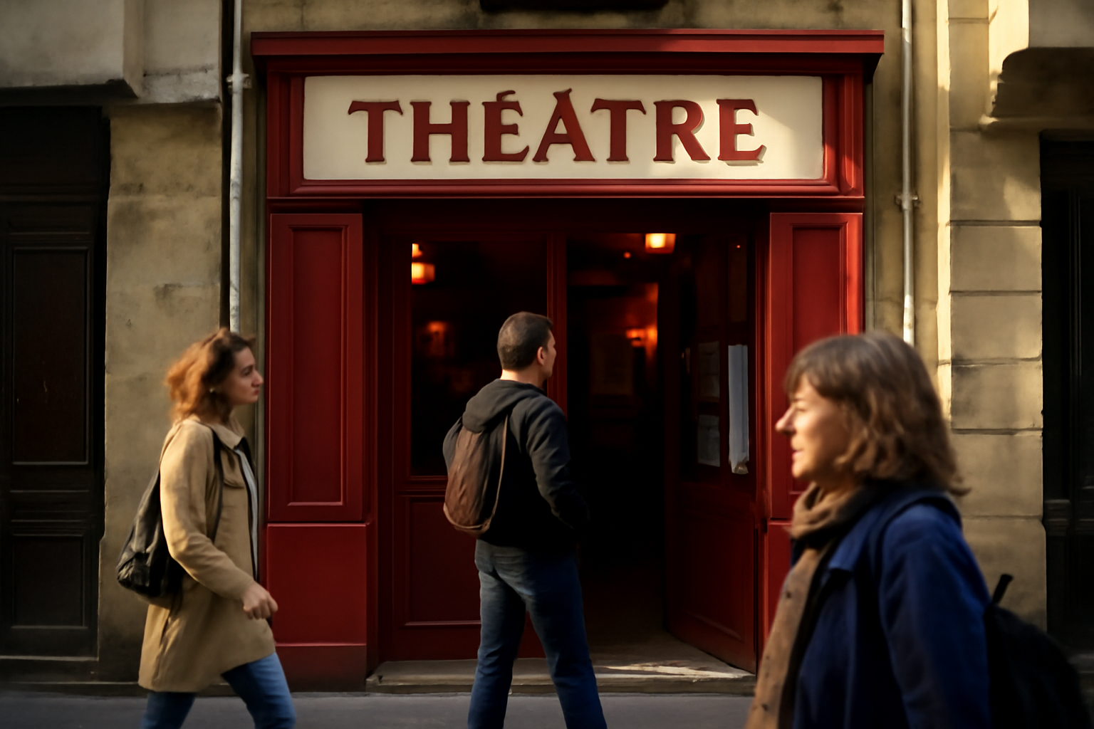théâtre de la contrescarpe à Paris devant l’entrée de la salle
