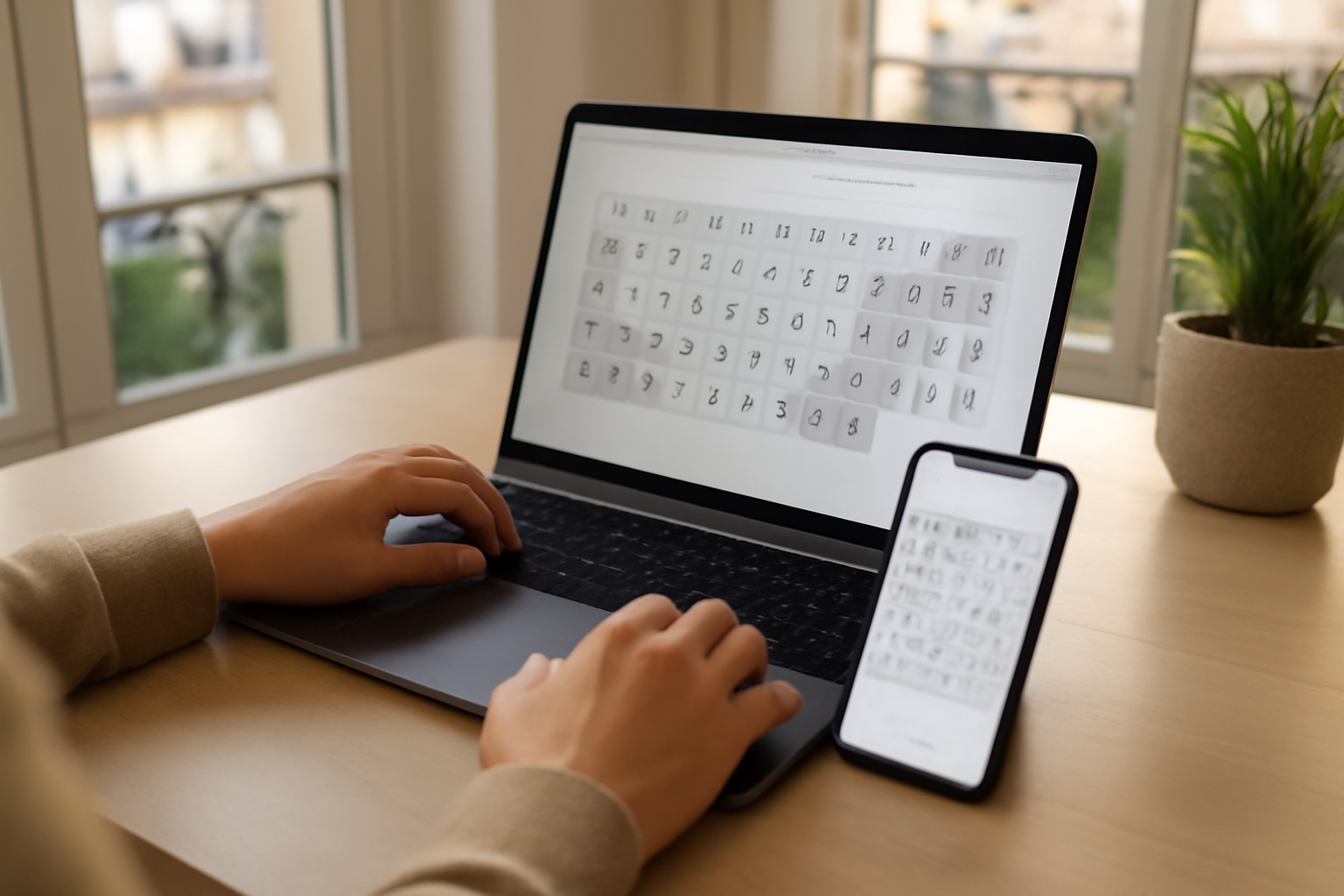 Japonais clavier en ligne sur écran affichant hiragana, katakana et kanji